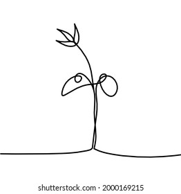 Abstract sprout as line drawing on the white background. Vector