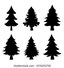 Abstract spruce or fir trees on the white background. Set. Vector