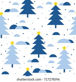 Abstract spruce forest seamless pattern background. Childish art for design new year card, christmas wallpaper, winter gift album, scrapbook, holiday wrapping paper, textile, bag print, t shirt etc.