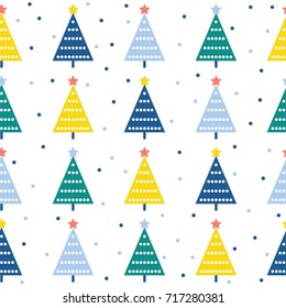 Abstract spruce forest seamless pattern background. Childish art for design new year card, christmas wallpaper, winter gift album, scrapbook, holiday wrapping paper, textile, bag print, t shirt etc.