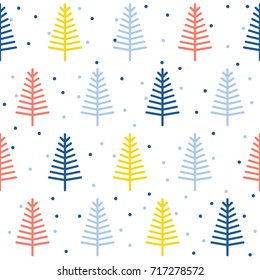 Abstract spruce tree forest seamless pattern background. Childish abstract art for design card, wallpaper, album, scrapbook, holiday wrapping paper, textile fabric, bag print, t shirt etc.