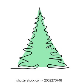 Árbol de abetos abstracto como dibujo de línea sobre el fondo blanco. Vector