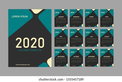 Abstract Square 2020 New Year Calendar Template