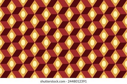 Abstract square 3d seamless pattern flat design in brown color. Vector backgrounds. Suitable for wallpaper and shirt patterns.