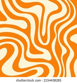 Abstract square aesthetic background and orange   beige waves  Trendy vector illustration in style retro 60s  70s 