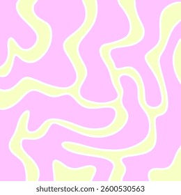 Abstract square aesthetic background with pink and yellow waves