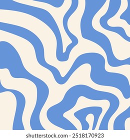 Abstrato quadrado fundo estético em estilo retrô com ondas. Trendy colorido conjunto de fundos retro no estilo dos anos 70, 80. Cartão hippie abstrato define em tons de azul bege.