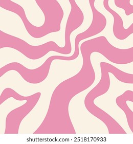 Abstract square aesthetic retro background with waves. Trendy colorful set of retro backgrounds in 70s, 80s style. Abstract hippie card sets in beige and pink colors.