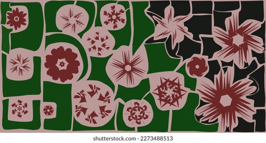 abstract square art template with floral and geometric elements, vector fashion background for mobile app, banner design, web advertising, social media post.