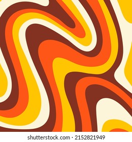 Abstract square background with colorful waves. Trendy vector illustration in style retro 60s, 70s. 