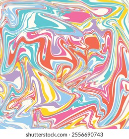 Abstract square background with colorful waves. Trendy vector illustration in style retro 60s, 70s. Liquid Background color.