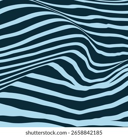 Fundo quadrado abstrato com listras distorcidas. Ilusão óptica de faixas curvas.  Ondulações, fundo de relevo. Ilustração vetorial