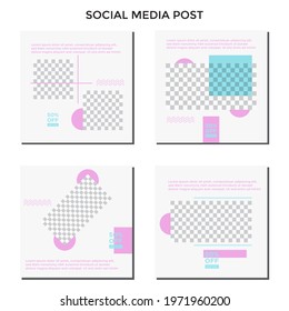 ABSTRACT SQUARE BACKGROUND EDITABLE POST SOCIAL MEDIA BANNER TEMPLATE SALES SET PASTEL COLOR. PROMO DISCOUNT BRAND COVER DESIGN VECTOR