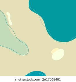 ABSTRACT SQUARE BACKGROUND HAND DRAWN ORGANIC SHAPES. PASTEL COLOR FLAT DESIGN VECTOR TEMPLATE FOR WALLPAPER, COVER DESIGN