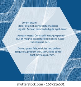 Abstract square background with lots of white lines on a blue background and a space for your text. Minimalistic vector cover design. Background for banners and web design. Space for text