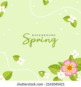 Abstract square background with pink flowers. Spring vector illustration for invitations, greeting cards, banner design, social media posts, mobile apps,  advertising, internet ads