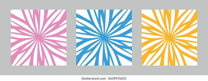 Abstract square background with pink rays in flower shape. Organic botanical shapes. Vector illustration for banner, postcard, invitation template, valentine.