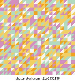 Abstract square background with randomly colored triangles. Seamless geometric pattern.