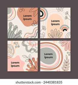 Abstract square background template for social media posts, mobile apps, banners design, web, and internet ads with floral concept