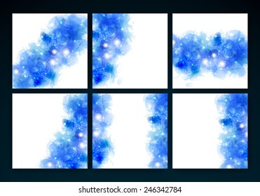 Abstract square backgrounds with blue spots
