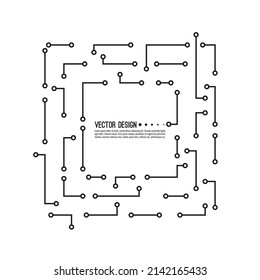Abstract square banner with high tech circuit board texture. Vector electronic motherboard illustration.