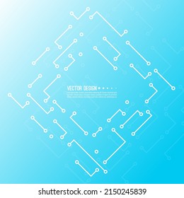 Abstract square banner with high tech circuit board texture. Vector electronic motherboard illustration.