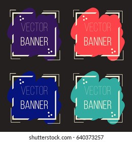 Abstract square banner set. Colorful creative vector icons. Paint stroke circle frame. Illustration