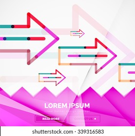 Resumen de la plantilla de banner cuadrado con flechas, estilo de diseño lineal. Ilustración del vector