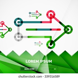 Abstract square banner template with arrows, linear design style. Vector illustration