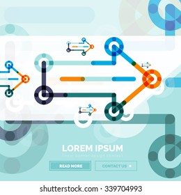 Abstract square banner template with arrows, linear design style. Vector illustration