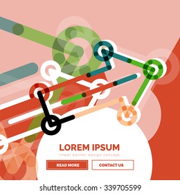 Abstract square banner template with arrows, linear design style. Vector illustration