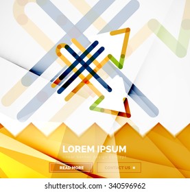 Abstract square banner template with arrows, linear design style. Vector illustration
