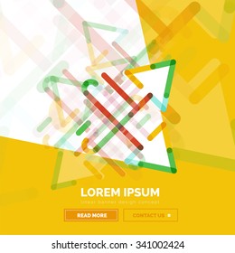 Abstract square banner template with arrows, linear design style. Vector illustration