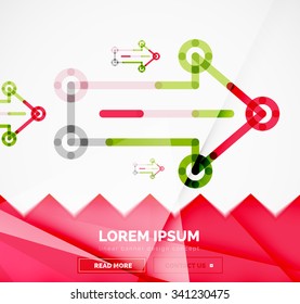 Abstract square banner template with arrows, linear design style. Vector illustration