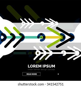 Resumen de la plantilla de banner cuadrado con flechas, estilo de diseño lineal. Ilustración del vector