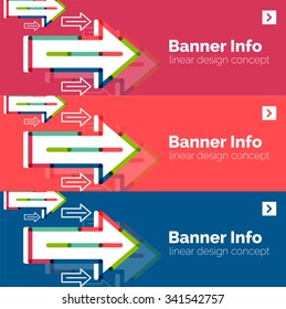 Abstract square banner template with arrows, linear design style. Vector illustration