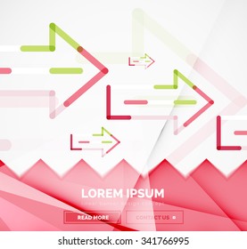 Abstract square banner template with arrows, linear design style. Vector illustration