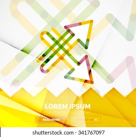 Abstract square banner template with arrows, linear design style. Vector illustration