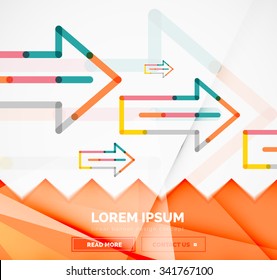 Resumen de la plantilla de banner cuadrado con flechas, estilo de diseño lineal. Ilustración del vector