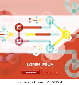Abstract square banner template with arrows, linear design style. Vector illustration