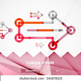 Abstract square banner template with arrows, linear design style. Vector illustration