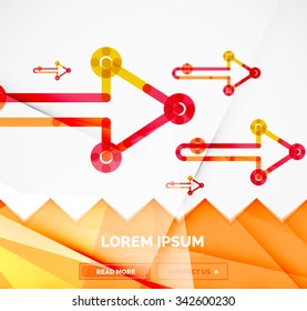 Abstract square banner template with arrows, linear design style. Vector illustration