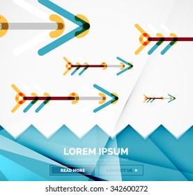 Resumen de la plantilla de banner cuadrado con flechas, estilo de diseño lineal. Ilustración del vector