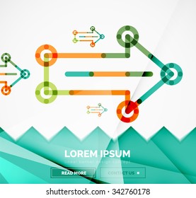 Abstract square banner template with arrows, linear design style. Vector illustration