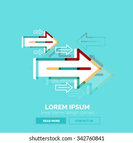 Abstrakte quadratische Bannervorlage mit Pfeilen, linearer Designstil. Vektorgrafik