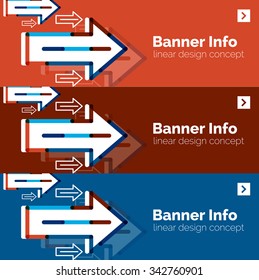 Abstract square banner template with arrows, linear design style. Vector illustration