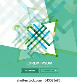 Abstract square banner template with arrows, linear design style. Vector illustration