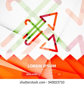 Modelo de banner quadrado abstrato com setas, estilo de design linear. Ilustração vetorial