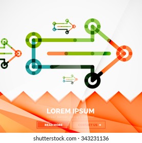 Abstract square banner template with arrows, linear design style. Vector illustration