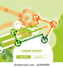 Abstract square banner template with arrows, linear design style. Vector illustration
